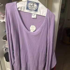 Lavender Long Sleeve Waffle Knit Top